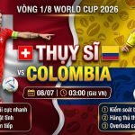 Nhận định và xem trực tiếp trận Thụy Sĩ vs Colombia vòng 1/8 World Cup 2026 tốc độ cao miễn phí trên Gavang TV.